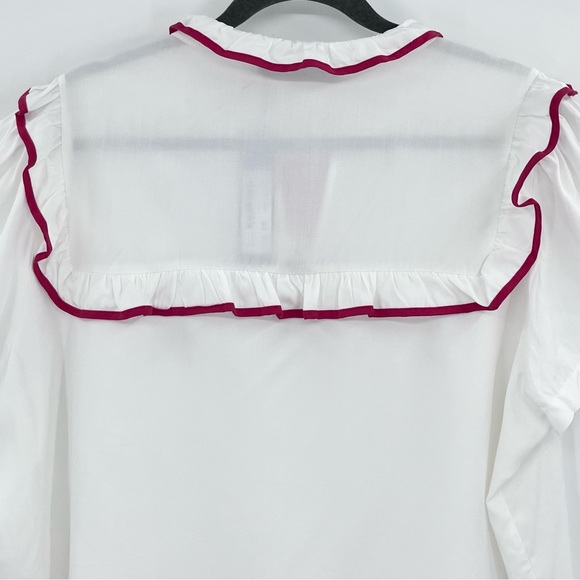 NWT Dangerfield White/Red Retro Little Bitter Frilly Cottage Blouse Top Size 18 - Picture 7 of 11